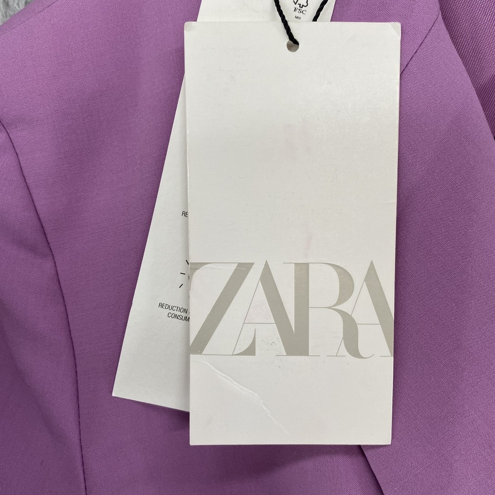 Zara Blazer Dress Womens Small Lilac Cutout One Button Jacket Office Siren - Picture 7 of 15